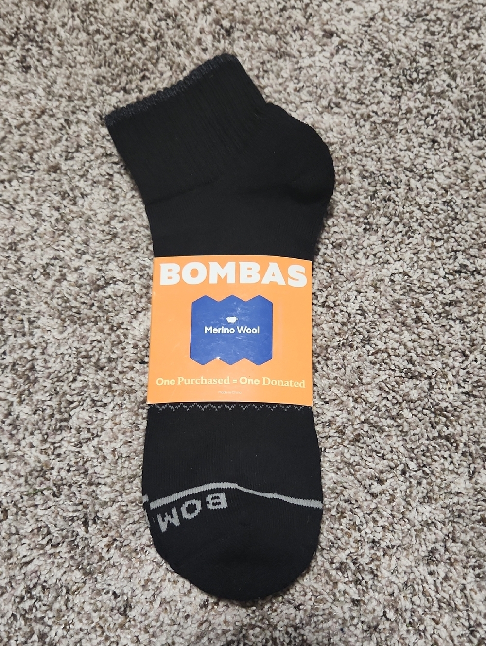 Bombas XL Black Merino Wool Midweight Ankle Socks